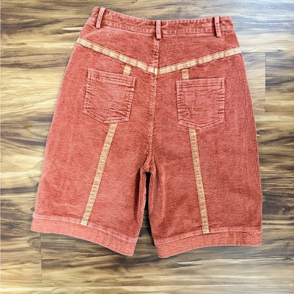 Easel Corduroy Shorts in Rust and Tan - Picture 3 of 5